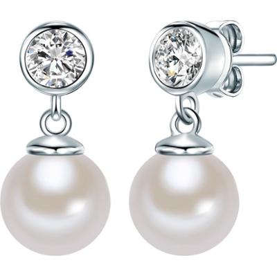 Rafaela Donata Srebrne kolczyki sztyfty srebro wysokiej próby Cyrkonia Perła naturalna srebrny Kolczyki 1 ct Damski