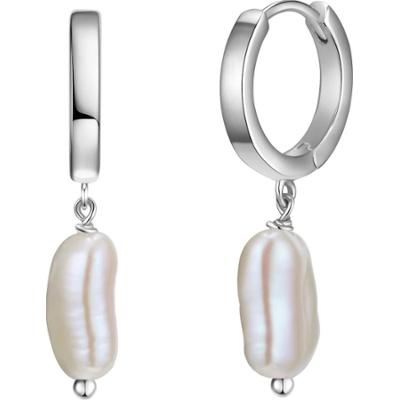 Glanzstücke München Srebrne kolczyki kreole srebro wysokiej próby Perła hodowlana słodkowodna srebrny Kolczyki 1 ct Damski