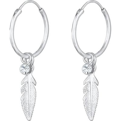 Elli Damskie kreole pióro zawieszka Boho Festiwal z kryształami w srebrze 925 Sterling Silver Kolczyki 1 ct