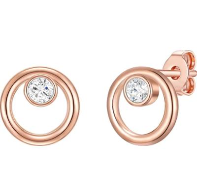 Rafaela Donata Srebrne kolczyki sztyfty srebro wysokiej próby Cyrkonia różowe złoto Kolczyki 1 ct Damski
