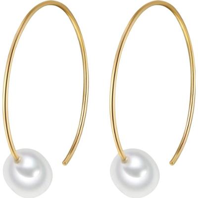 Valero Pearls Kolczyki wiszące z perłą srebro wysokiej próby Perła hodowlana słodkowodna żółte złoto 1 ct Damski