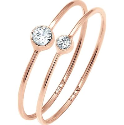 Elli Komplet damski Elegancki zestaw podstawowy z kryształami wykonany ze srebra próby 925 Sterling Silver Pierścionki 1 ct Damski