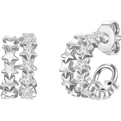 Glanzstücke München Srebrne kolczyki kreole Gwiazdy srebro wysokiej próby Cyrkonia srebrny Kolczyki 1 ct Damski