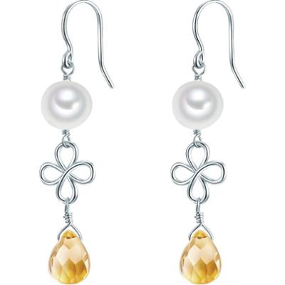 Valero Pearls Kolczyki wiszące srebrne srebro wysokiej próby Szkło Perła hodowlana słodkowodna srebrny 1 ct Damski