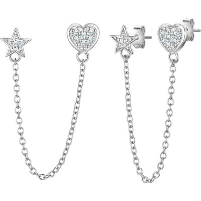 Glanzstücke München Kolczyki Serce/gwiazda z Srebro wysokiej próby w Srebrny 1 ct Damski