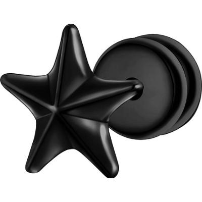 True Rebels Kolczyki Gwiazda Stal nierdzewna Czarny 1 ct Męskie