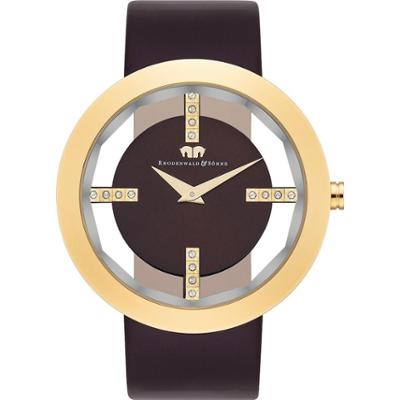 Rhodenwald & Söhne Zegarek kwarcowy Lucrezia żółte złoto Skóra naturalna Ciemnobrazowy Zegarki damskie 1 ct Damski