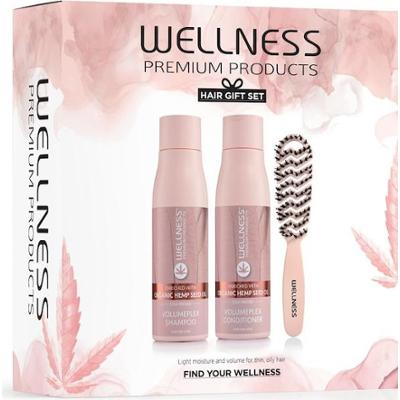 Wellness WELLNESS PREMIUM PRODUCTS zestaw VolumePLEX (szampon 500ml, odżywka 500ml, szczotka różowa mała) Zestawy do pielęgnacji włosów 1 ct