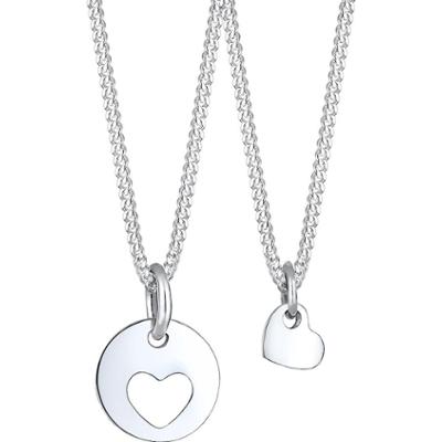 Elli Damski zestaw serce wycięte zawieszka dla mamy i dziecka miłość w pozłacanym różowym złotem srebrze 925 Sterling Silver Naszyjniki 1 ct