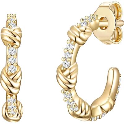 Glanzstücke München Srebrne kolczyki kreole srebro wysokiej próby Cyrkonia żółte złoto Kolczyki 1 ct Damski