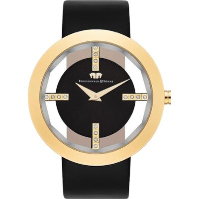 Rhodenwald & Söhne Zegarek kwarcowy Lucrezia żółte złoto Skóra naturalna Czarny Zegarki damskie 1 ct Damski