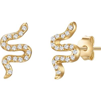 Glanzstücke München Srebrne kolczyki sztyfty Wąż srebro wysokiej próby Cyrkonia żółte złoto Kolczyki 1 ct Damski