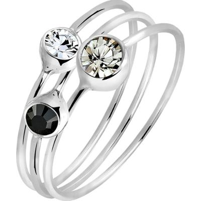 Elli Damski zestaw 3 eleganckich zegarków z kryształami ze srebra próby 925 Pierścionki 1 ct