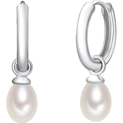 Valero Pearls Kreole z perłą srebro wysokiej próby Perła hodowlana słodkowodna srebrny Kolczyki 1 ct Damski