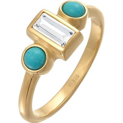 Elli PREMIUM Damski zaręczynowy Vintage błyszczący z topazem i howlitem w rodowanym srebrze 925 Sterling Silver Pierścionki 1 ct