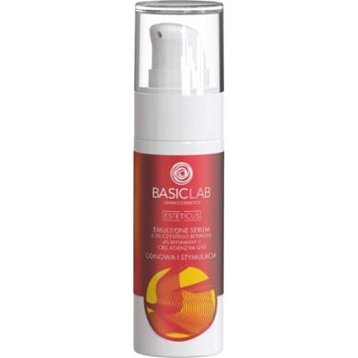 BasicLab Emulsyjne serum z 0,5% czystego retinolu, 4% witaminy c, CBD i koenzymem Q10 Odnowa i Stymulacja Serum nawilżające 30 ml