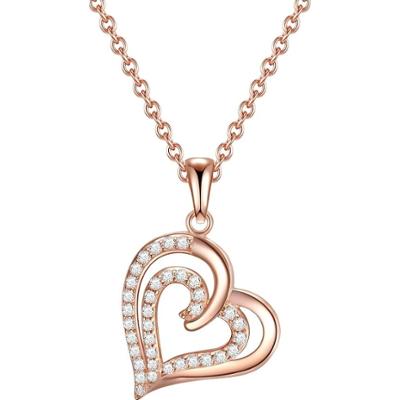 Rafaela Donata Naszyjnik srebrny Serce srebro wysokiej próby Cyrkonia różowe złoto Naszyjniki 1 ct Damski