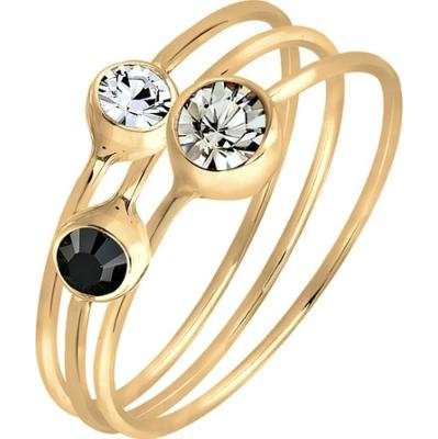 Elli Damski zestaw 3 eleganckich zegarków z kryształami ze srebra próby 925 Pierścionki 1 ct