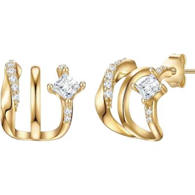 Glanzstücke München Srebrne kolczyki sztyfty srebro wysokiej próby Cyrkonia żółte złoto Kolczyki 1 ct Damski