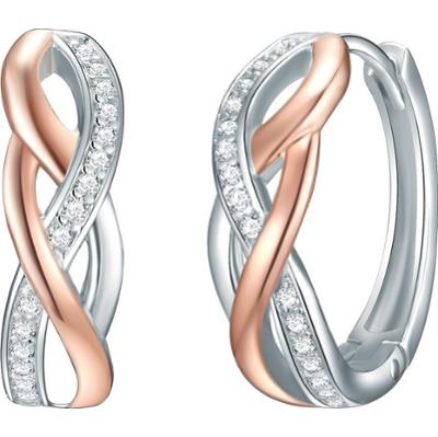 Rafaela Donata Srebrne kolczyki kreole srebro wysokiej próby Cyrkonia srebro/różowe złoto Kolczyki 1 ct Damski