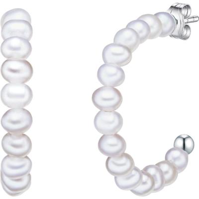 Valero Pearls Kreole z perłą srebro wysokiej próby Perła hodowlana słodkowodna srebrny Kolczyki 1 ct Damski