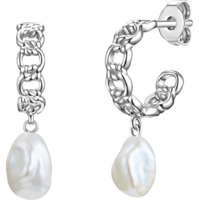 Glanzstücke München Srebrne kolczyki kreole srebro wysokiej próby Perła hodowlana słodkowodna srebrny Kolczyki 1 ct Damski