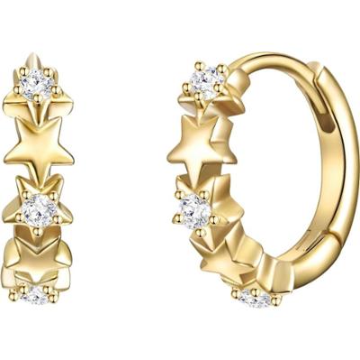 Glanzstücke München Srebrne kolczyki kreole Gwiazdy srebro wysokiej próby Cyrkonia żółte złoto Kolczyki 1 ct Damski