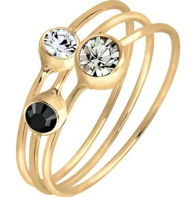 Elli Damski zestaw 3 eleganckich zegarków z kryształami ze srebra próby 925 Pierścionki 1 ct