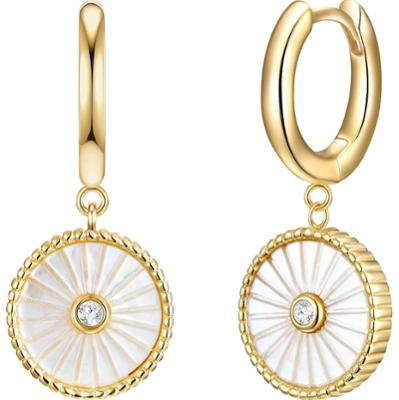 Glanzstücke München Srebrne kolczyki kreole srebro wysokiej próby Cyrkonia Masa perłowa żółte złoto Kolczyki 1 ct Damski