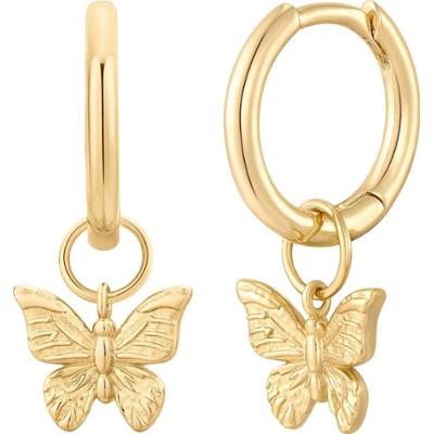 Glanzstücke München Srebrne kolczyki kreolki Motyl Srebro wysokiej próby Żółte złoto Kolczyki 1 ct Damski