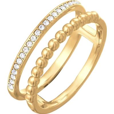 Elli Damski zegarek Statement Double Row Ball w kolorze srebrnym z kryształkami Pierścionki 1 ct