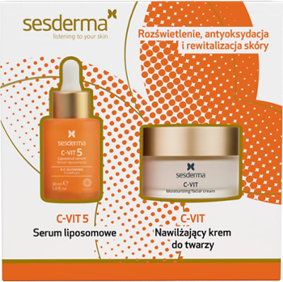 Sesderma Zestaw świąteczny C-VIT 5 Serum liposomowe 30 ml + C-VIT Nawilżający krem do twarzy 50 ml Kremy przeciwzmarszczkowe 1 ct