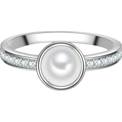 Trilani Pierscionek z Srebra Sterling w srebrze z Cyrkonia i Perla Muszli Pierścionki 1 ct Damski