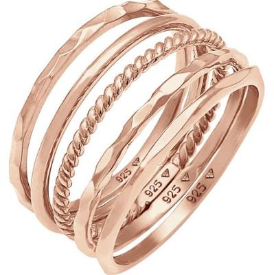 Elli Damski zestaw pierścionków Minimal Trendy Bloger Basic w srebrze próby 925 Sterling Silver Pierścionki 1 ct