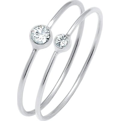 Elli Komplet damski Elegancki zestaw podstawowy z kryształami wykonany ze srebra próby 925 Sterling Silver Pierścionki 1 ct Damski