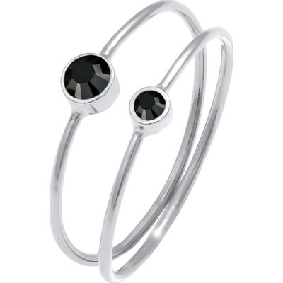 Elli Damski zestaw filigran z kryształami czarny w srebrze próby 925 Sterling Silver Pierścionki 1 ct