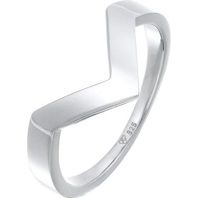 Elli PREMIUM Damski w kształcie litery V Geo Basic w rodowanym srebrze 925 Sterling Silver Pierścionki 1 ct