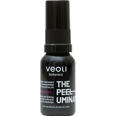 Veoli Botanica THE PEELUMINATOR Rozświetlająco-napinający peeling pod oczy z kompleksem kwasów 6% i keratoliną 2% Peeling do twarzy 15 ml