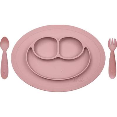 EZPZ EZPZ Komplet naczyń silikonowych Mini Feeding Set pastelowy róż Akcesoria 1 ct