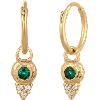 Elli PREMIUM Kolczyki Damskie Krąg Syntetyczny Szmaragd Cięcie Xirius Zielony Cyrkon 925 Sterling Silver 1 ct