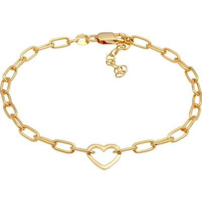 Elli Owalny trend w owalnym łańcuchu damskiego serca w 925 Sterling Silver Gold platerowany Bransoletki 1 ct Damski