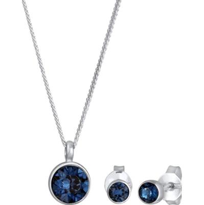 Elli Damski zestaw Elegancki Solitaire zawieszka kolczyki z kryształami w srebrze 925 Sterling Silver Zestawy 1 ct