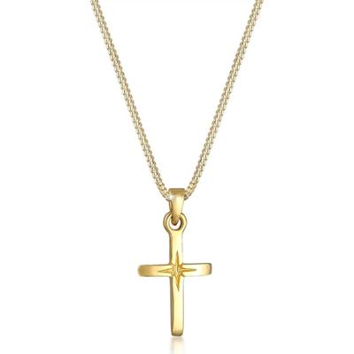 Elli Damska zawieszka krzyżyk wygrawerowana gwiazda w srebrze 925 Sterling Silver Naszyjniki 1 ct Damski