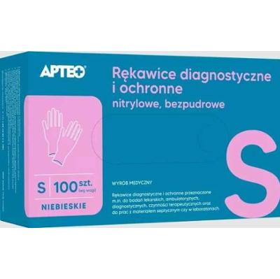 Rękawice diagnostyczne i ochronne nitrylowe bezpudrowe rozmiar S APTEO x 100 sztuk
