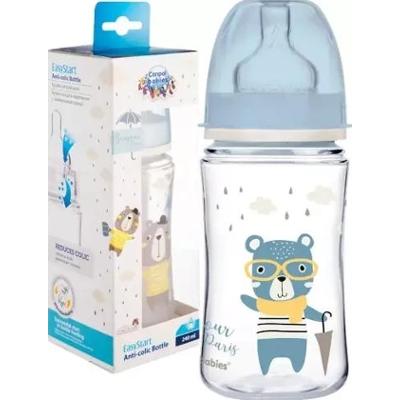 CANPOL BABIES Butelka niemowlęca szeroka antykolkowa PP EasyStart BONJOUR 240ml 35/232_blu