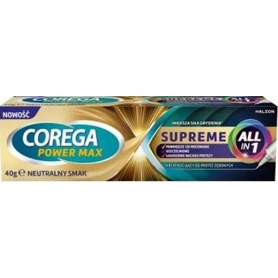 COREGA Power Max Supreme All-In 1 Krem mocujący do protez zębowych neutralny smak 40g