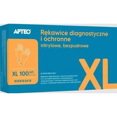 Rękawice diagnostyczne i ochronne nitrylowe bezpudrowe XL APTEO x 100 sztuk