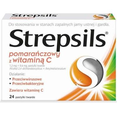 STREPSILS pomarańczowy z Witamina C x 24 pastylki