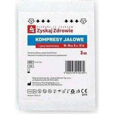 Kompresy gazowe wyjałowione 10 x 10cm 8-warstwowe x 3 sztuki