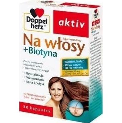 DOPPELHERZ Aktiv Na włosy + Biotyna x 30 kapsułek